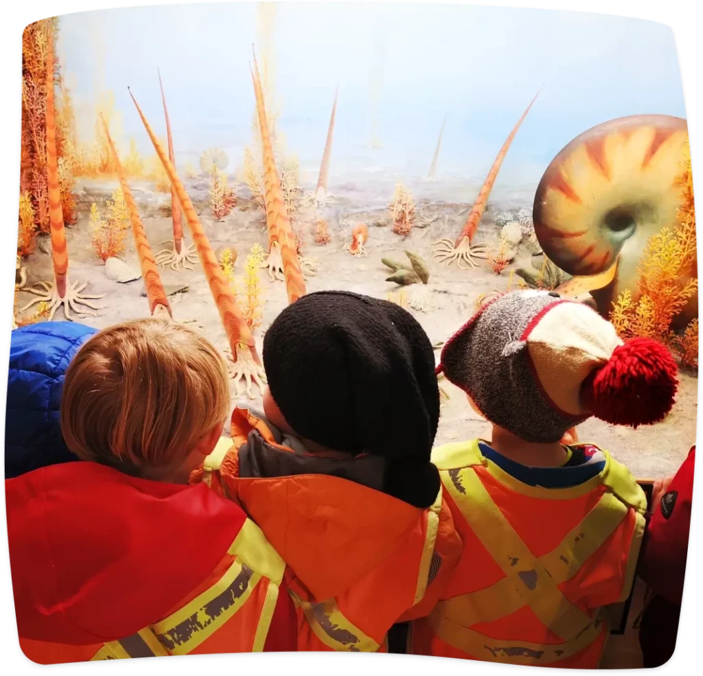 Kids looking at sealife display